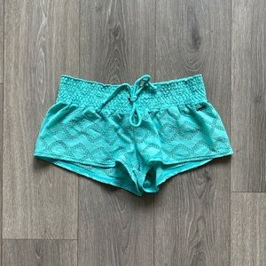 Roxy Teal Bathing Suit Swimsuit Cover Up Shorts